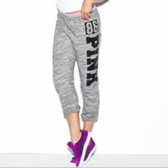PINK Victoria's Secret Pants - PINK VS Marled Gray Sweats With Black Sequins XS